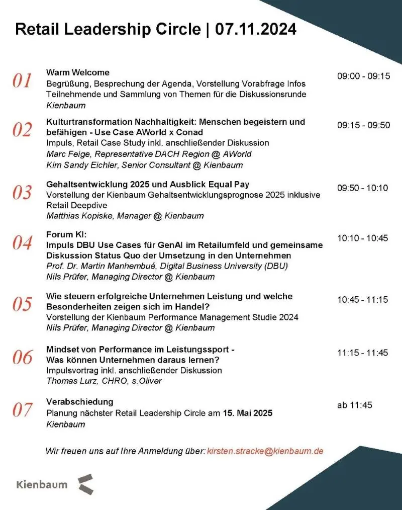 Agenda Retail Leadership Circle 241107