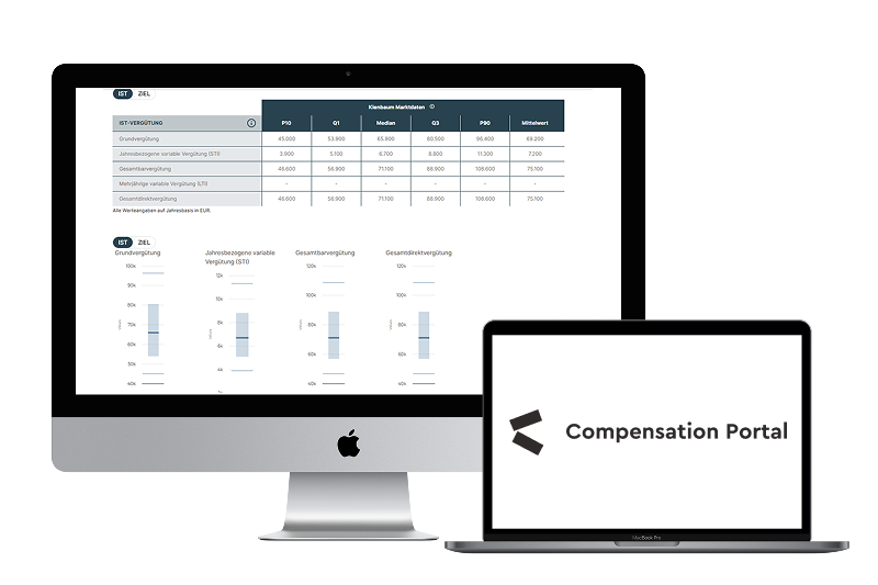 Screenshot Blick ins Tool Verguetung Compensation Portal plus Logo Kienbaum